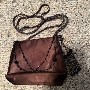 3/$15 Colorful Creations Brown Satin Beaded Mini Purse